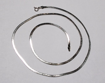 Vintage Italian Sterling Silver Herringbone Chain - Elegant Solid Silver