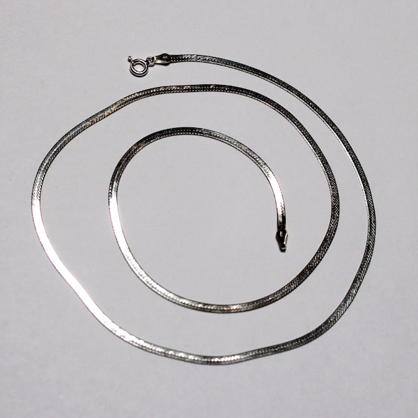 Vintage Italian Sterling Silver Herringbone Chain - Elegant Solid Silver