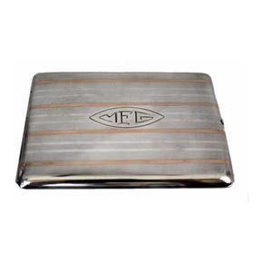 Antique 1930s Rare Sterling Silver & 14K Gold Elgin AM MFG Company, USA Cigarette Case in Original Box Excellent Antique Condition 108G #25
