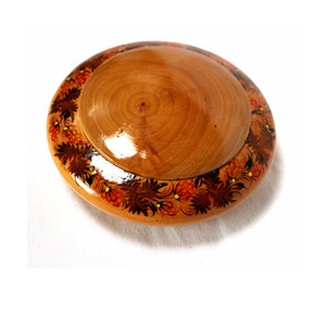 Vintage Ukrainian Hardwood Handmade Hand Painted Unique Box With Lid Created in 1980s Ukrainian Artist Beautiful Hardwood Texture Floral #51