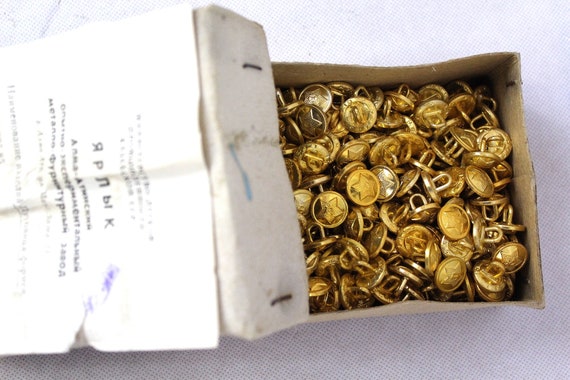 Vintage Original Soviet Military Aluminum Buttons wit… - Gem