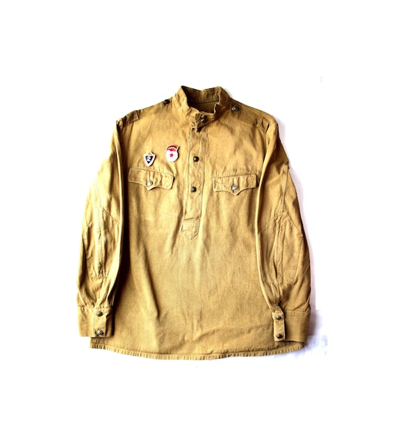 Vintage 1964 Soviet Army Gymnasterka Tunic, Badges, 40