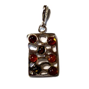 Vintage Baltic Amber Pendant: 925 Sterling Silver, Handmade in Poland