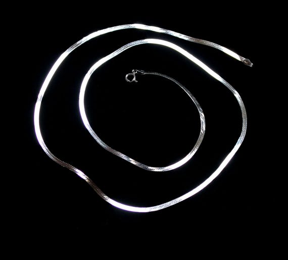Vintage Italian Sterling Silver Herringbone Chain… - image 5