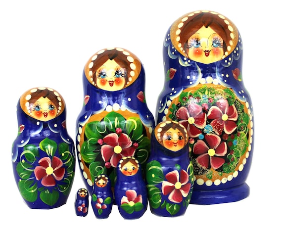 Aries boutique MUÑECAS Rusas Florales Rosas - Muñecas Decorativas, pintadas a Mano, muñeca Matryoshka, muñecas apilables, Juego de Figuras de 5 Piezas