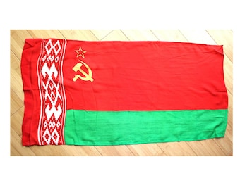 Bandera original de la República Socialista Soviética de Bielorrusia - Etiqueta original 1988 #143