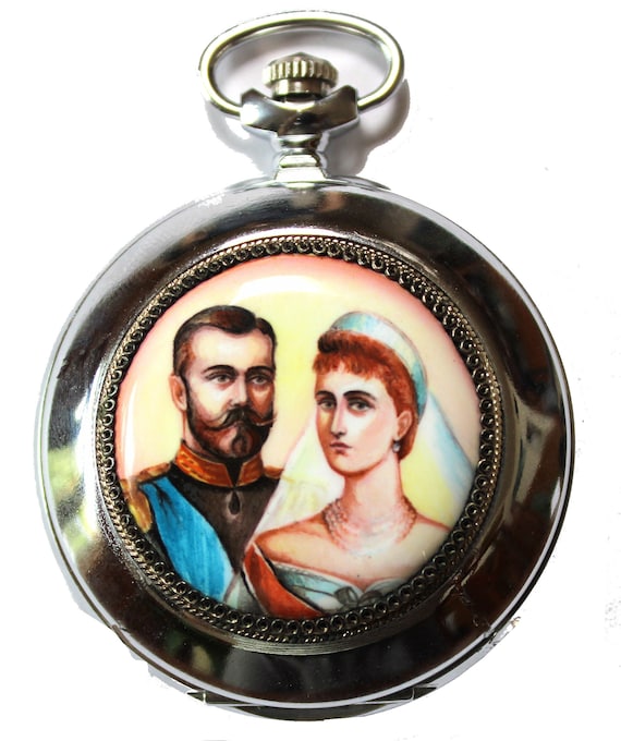 【希少】Russia Ukraina antique vintage Vintage Molnija Pocket Watch, Russian Czar Nicholas II Enamel
