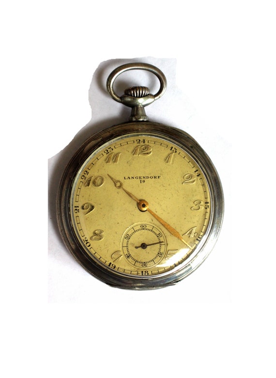 Antique Langendorf Pocket Watch Solid Silver Case With Double Hinged Cover Circa 1920 30 Great for Collection Switzerland Made Numbered 52 Etsy UK