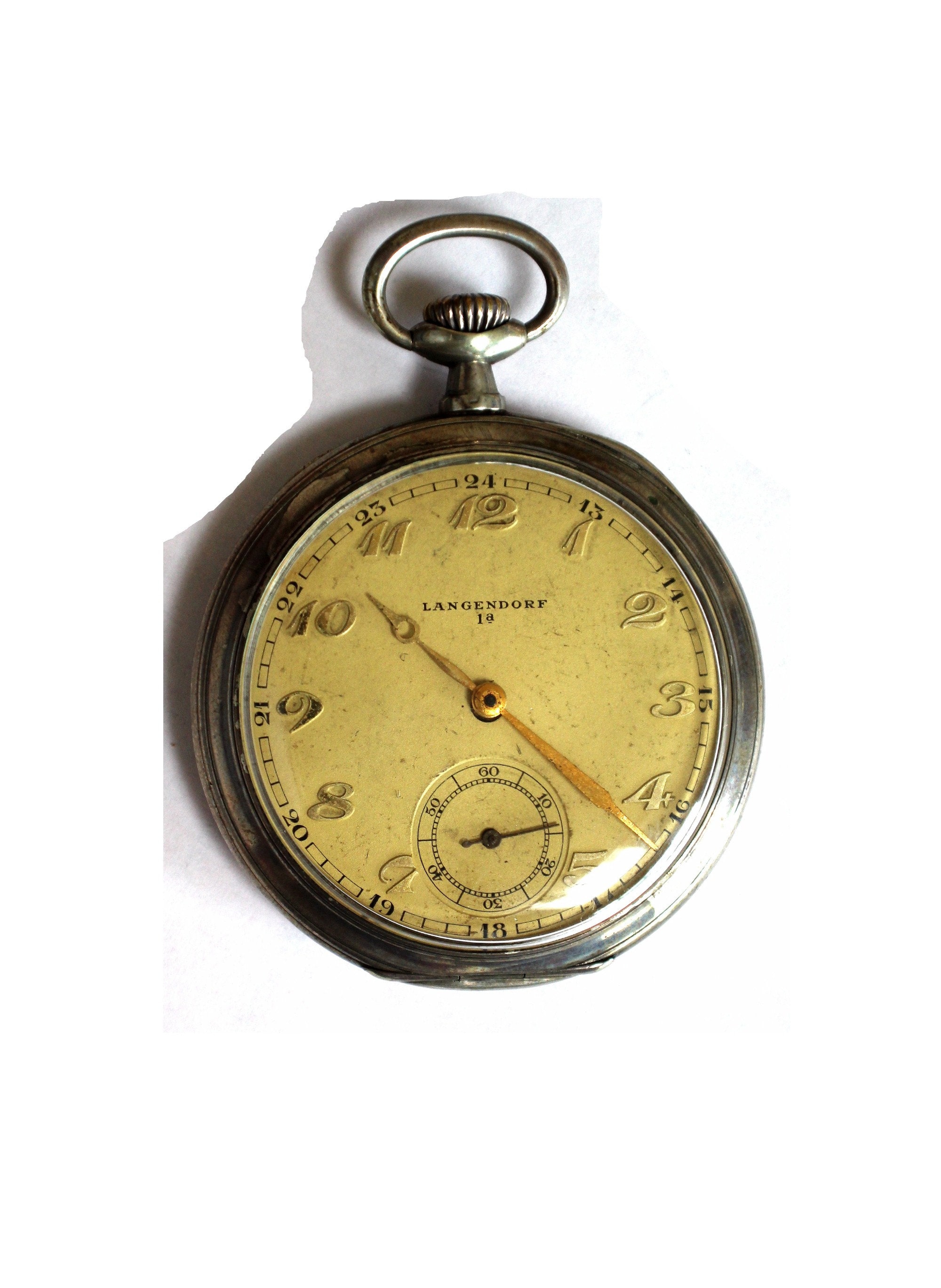 Antike Langendorf Taschenuhr Massiv Silber Gehause mit Doppel Klappdeckel Circa 1920 30 Grosse fur Sammlung Schweiz Hergestellt Nummeriert 52 Etsy