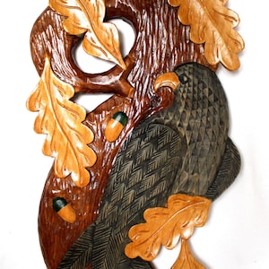 Vintage Ukrainian Large Handmade and Carved from 1 Piece of Wood Plaque Eagle on Oak Tree Great Wall Decoration Christmas Gift Idea #76