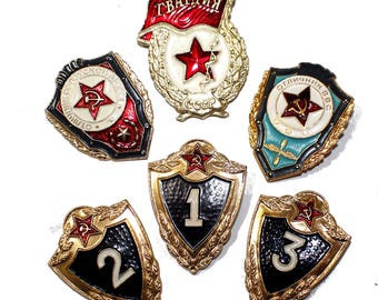 Set of 6 Original USSR Military Obsolete Badges 1980s Aluminum Quantity Variations (6pc) #34