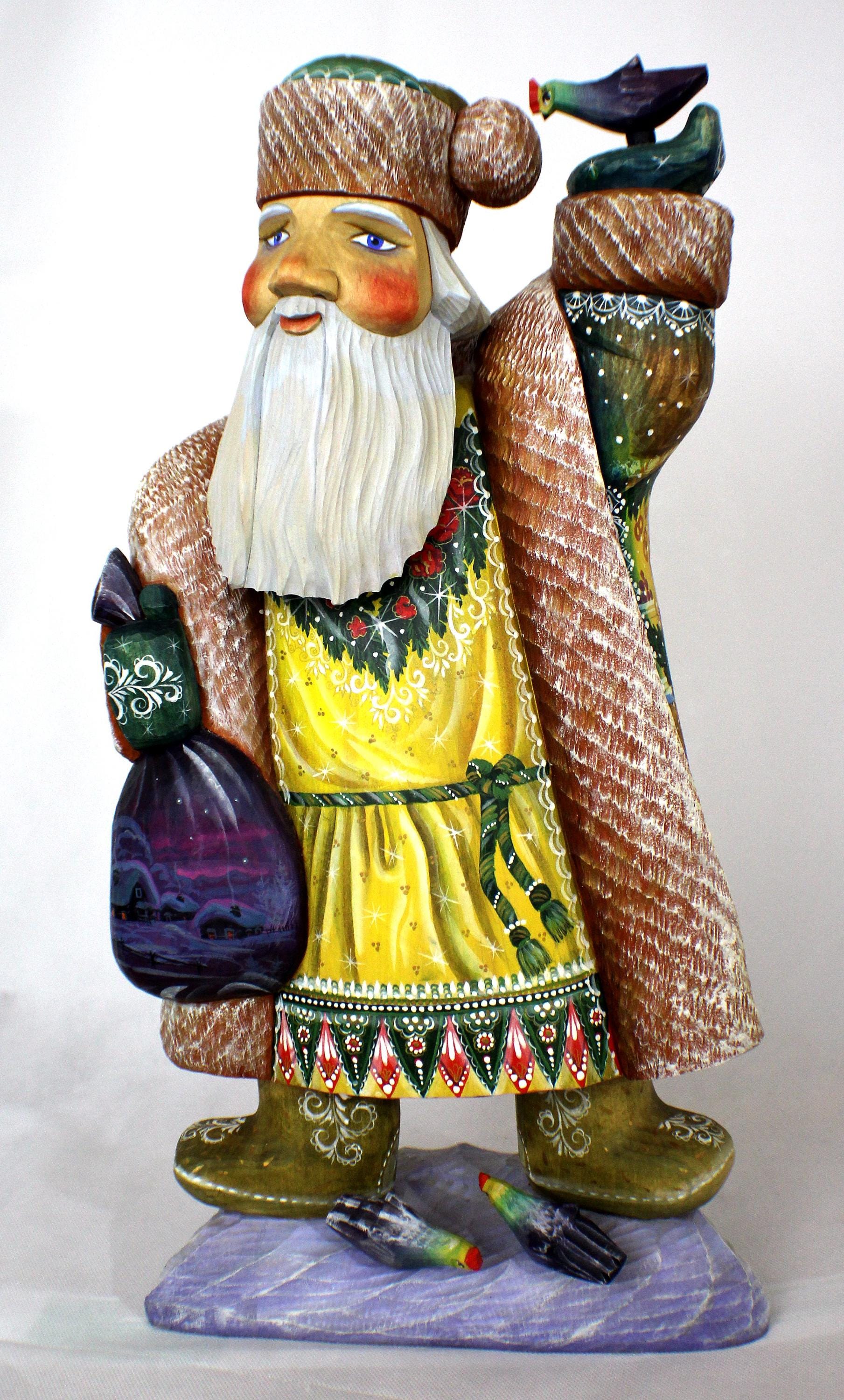 Russian Christmas Present - Wood Carved and Hand Painted Santa
