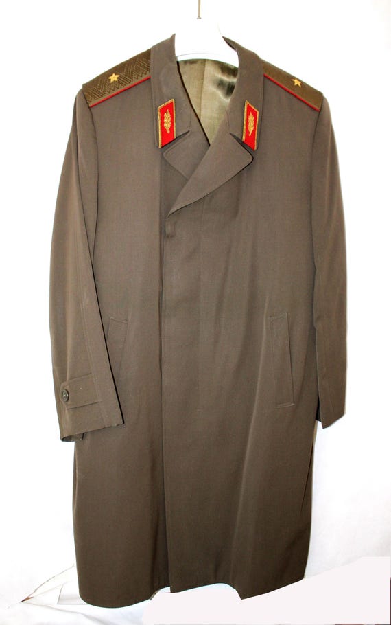珍品90s archive SANYO ALLEGRI MILITAR COAT Vintage 1980s Soviet Army General Overcoat, Embroidered Lapel