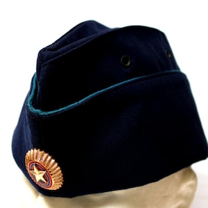 Vintage 2000 Authentic Russian Air Force Officer Service Hat  with Original Cap Badge Russian Military Factory Issue Cotton Lined Wool  #153