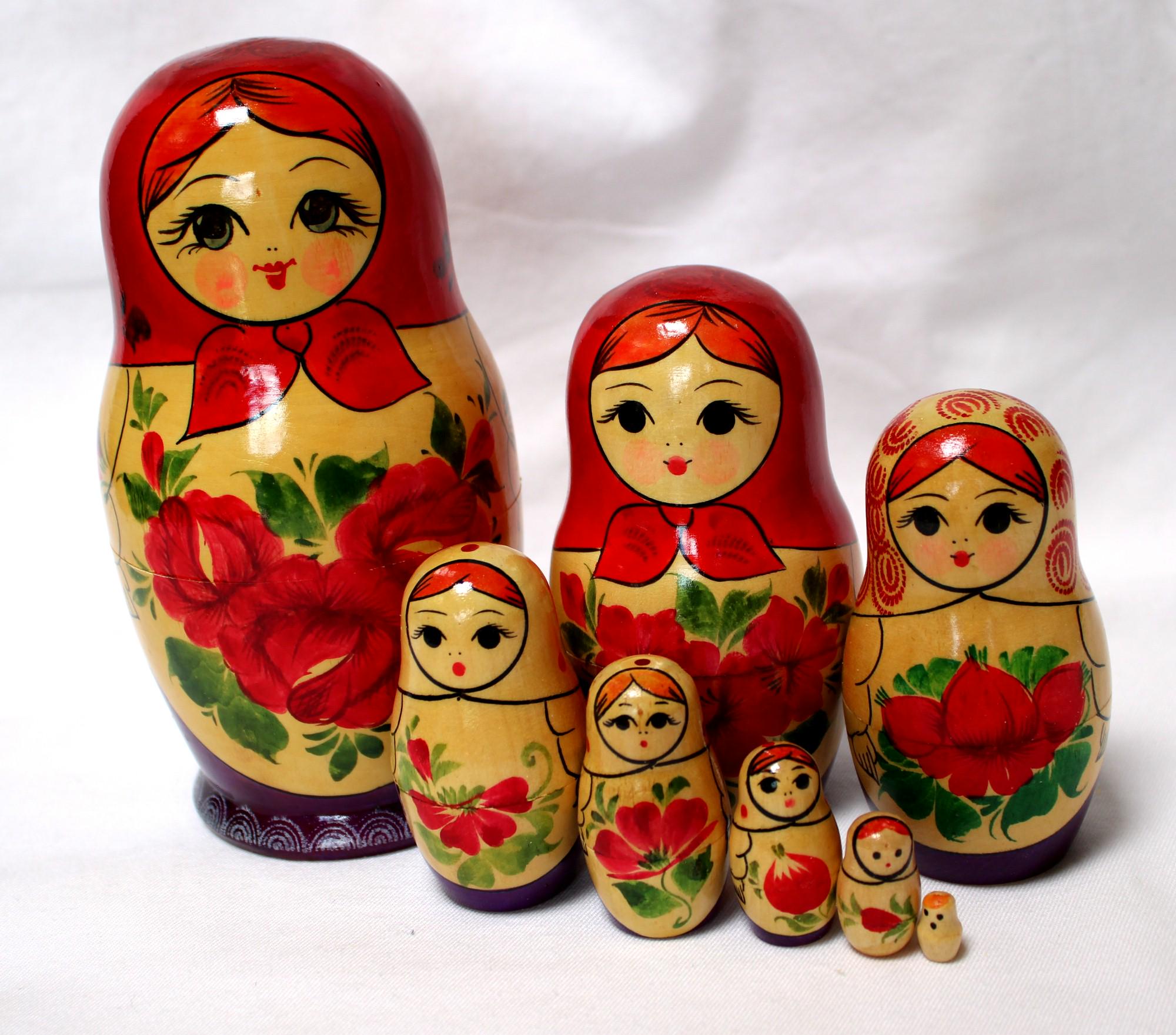 Vintage Hand-painted Floral Matryoshka Doll – Traditional