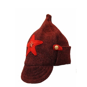 Copy of 1918 SOVIET Cavalry Red Army Civil War Hat Budenovka with Red Star Hammer and Sickle Capbadge and Buttons ; Vintage,USSR 1980th; #86