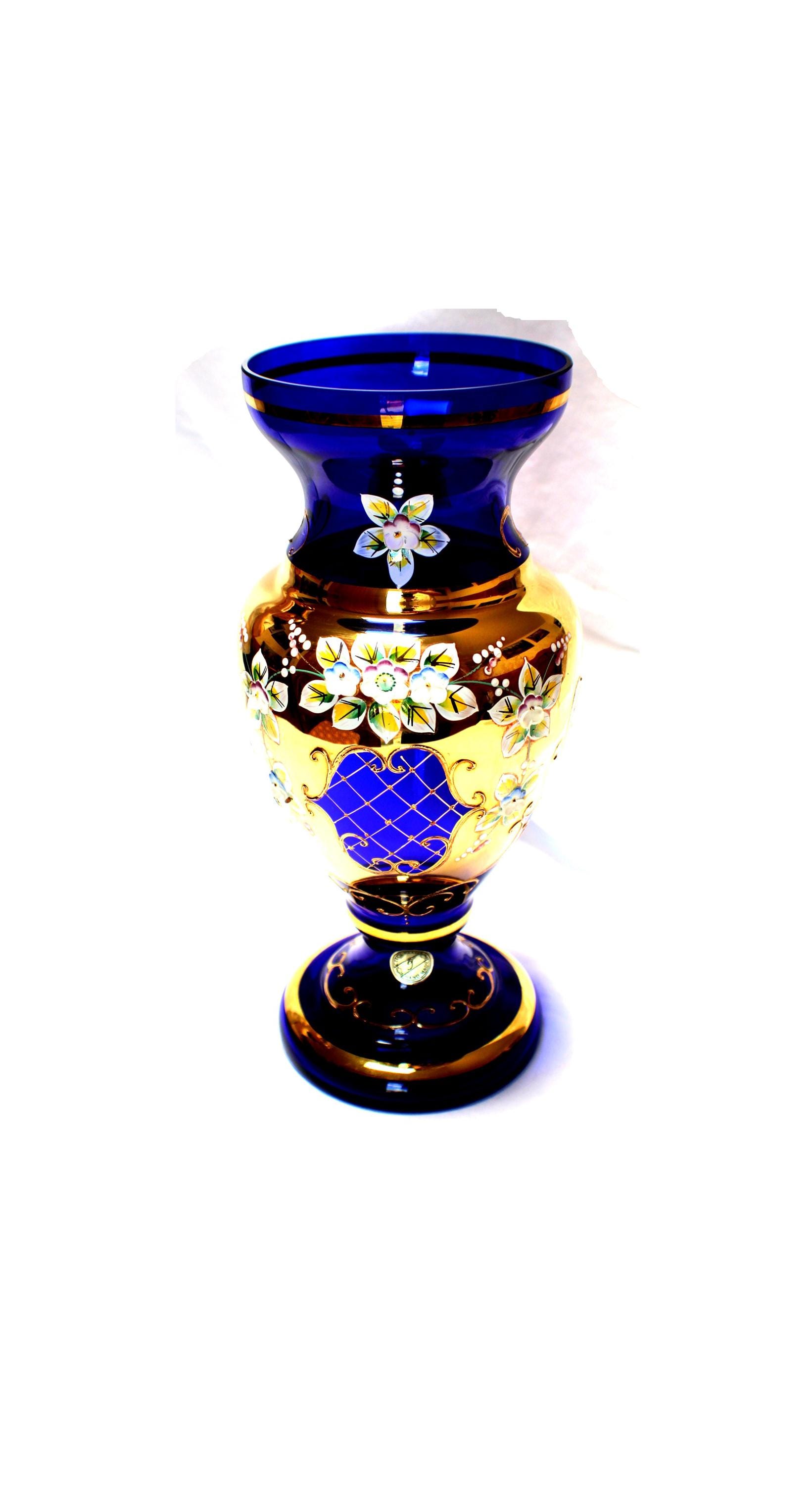 Czech Blue Vase - Etsy