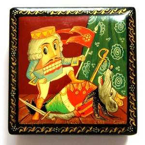 Vintage Palekh Lacquer Box: Hand-Painted Nutcracker Fairy Tale, Signed Serov