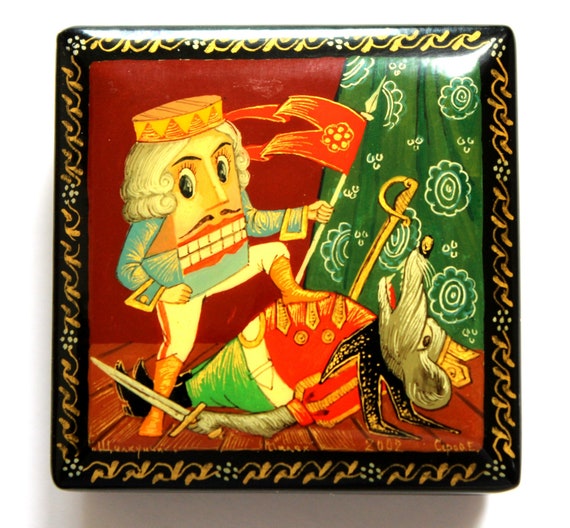 Vintage Palekh Lacquer Box: Hand-Painted Nutcracker Fairy Tale, Signed Serov