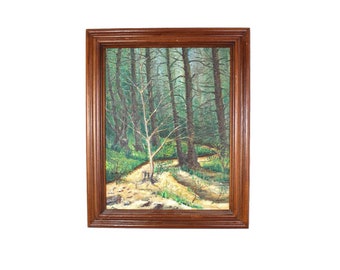 Vintage Framed Oil Painting: "Dead Tree" by Yuriy Marinichev, 1972