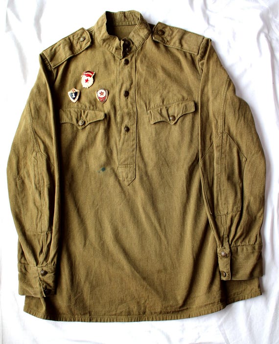 ORIGINAL Vintage Rare Soviet Military Army Tunic Gymnasterka Extra