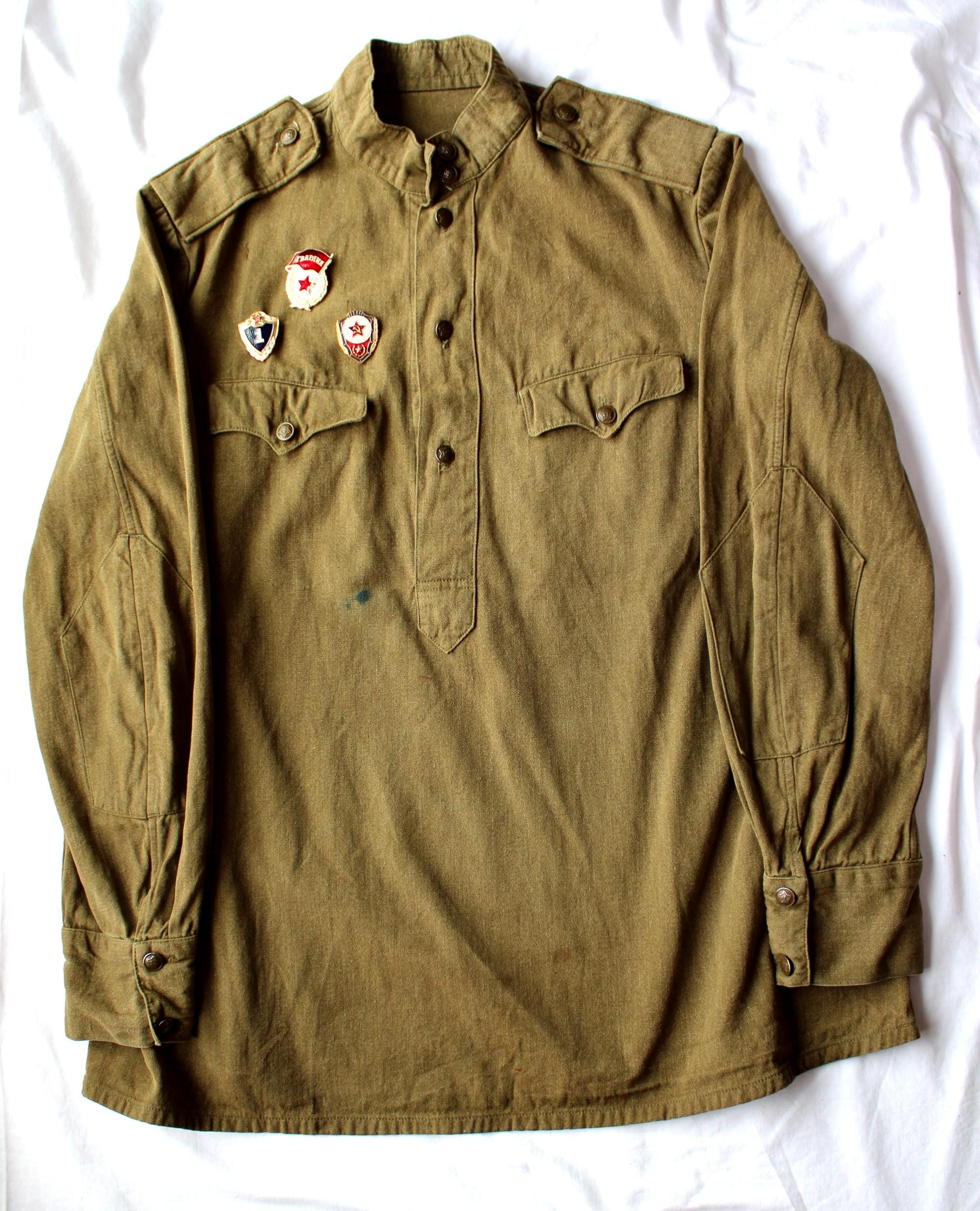 ORIGINAL Vintage Rare Soviet Military Army Tunic Gymnasterka Extra