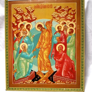Vintage Russian Contemporary Framed Icon from Sofrino Monastery Resurrection of Jesus Christ Ancient Russian Orthodox Church Traditions #155