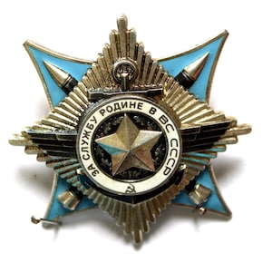 Vintage USSR Service to Homeland Order: Solid Silver & Enamel, 3rd Class