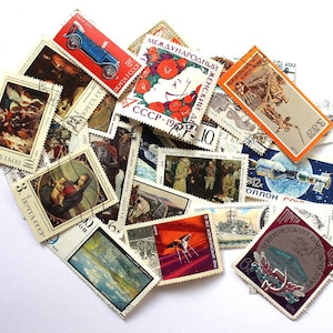 Vintage originele Sovjet-postzegels - Set van 30 willekeurig geselecteerde postzegels van de USSR 1960-1980 Geweldig om te verzamelen