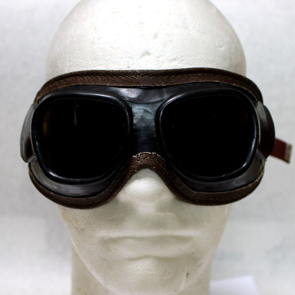 Vintage Very Collectible USSR 1980s Industrial Safety Goggles Aviator Biker Optical Filter B-2 Rubber Frame Glasses Original Factory Tag #42