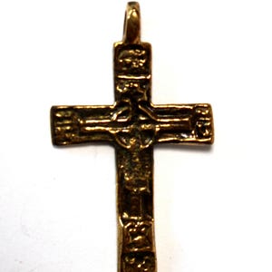 Vintage XX Century Russian Orthodox Solid Brass Cross Pendant and Old Russian Language Eastern Orthodox Bible Symbol-Easter Celebration #175
