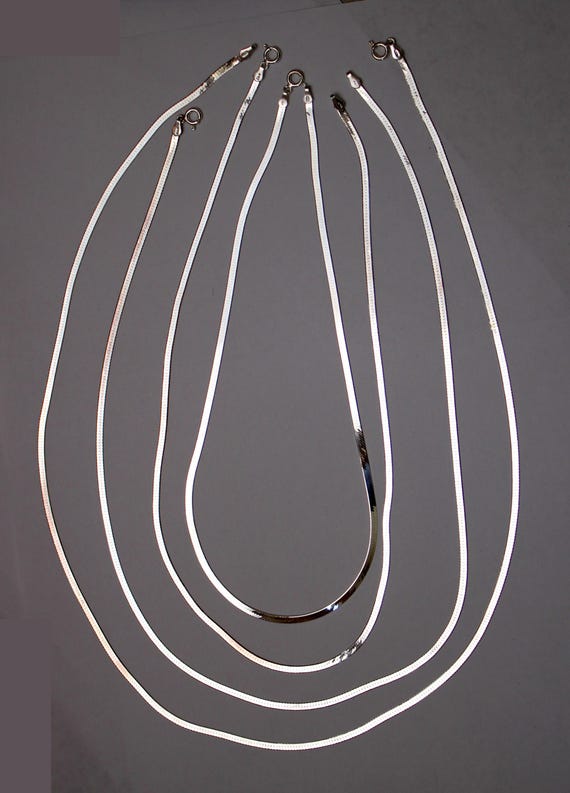 Vintage Italian Sterling Silver Herringbone Chain… - image 8