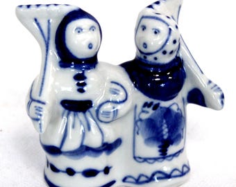Figuritas de porcelana Gzhel antiguas, arte ruso pintado a mano n.° 40, 42, 44
