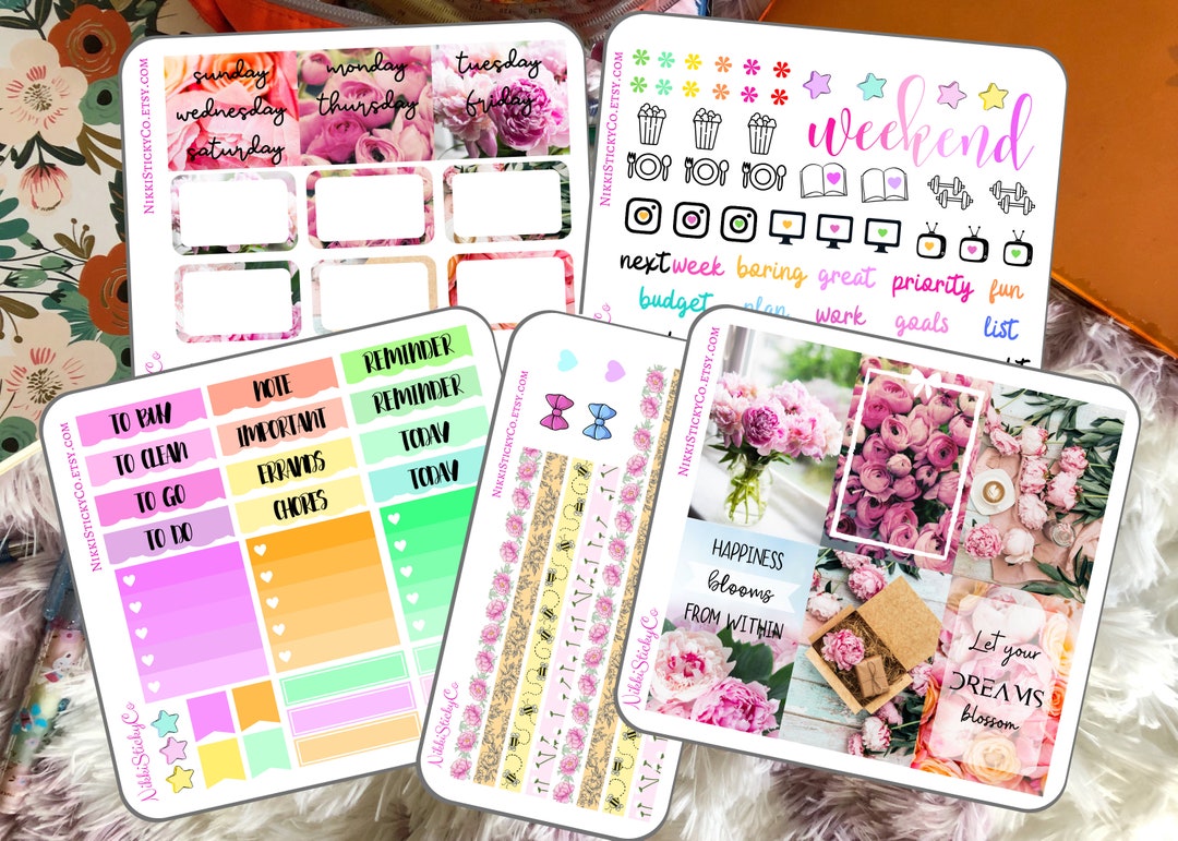 Weekly Floral Planner Sticker Set - for Calendar, Planner, Journal With ...