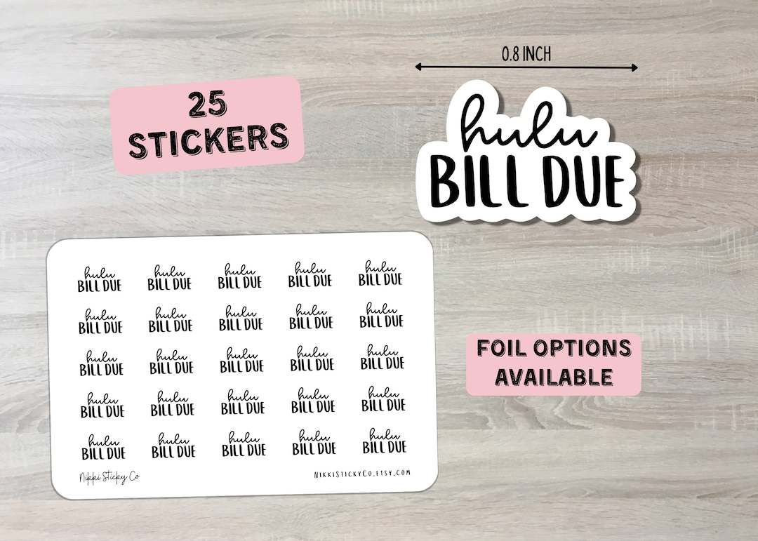 Hulu Bill Due Planner Stickers Payment Reminder TV Etsy