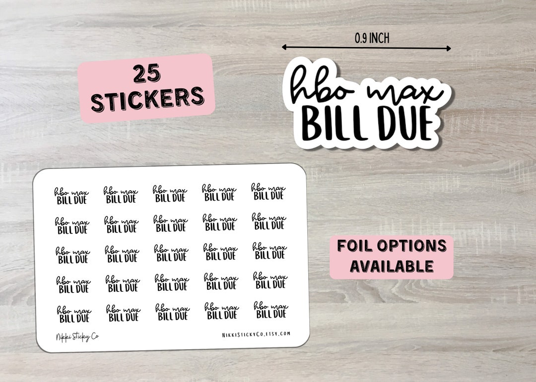 HBO Max Bill Due Planner Stickers | Payment Reminder | TV Streaming ...