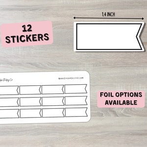 Blank Banner Flag Foiled Planner Stickers | Write-on Box | Tasks | Reminders | Tracker Sheet | Bullet Journal, Collage, Notebook, Scrapbook