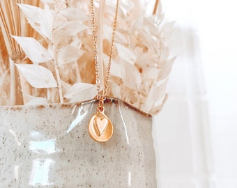 Aurora Necklace - gold filled heart necklace - stamped heart necklace