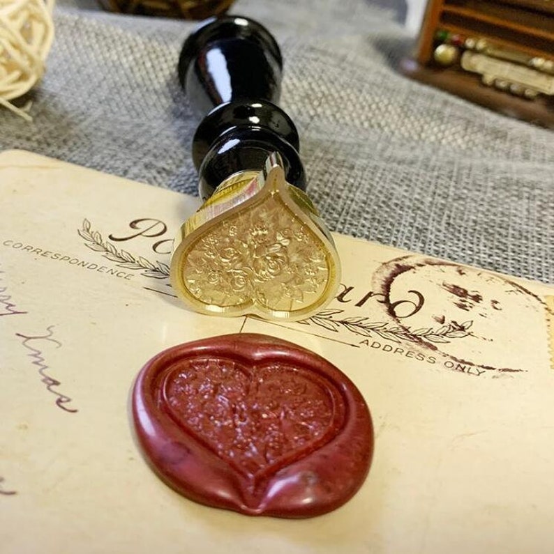 3D Heart Shaped Wax Stamp Embossed Wax Seal Stamp Retro - Etsy