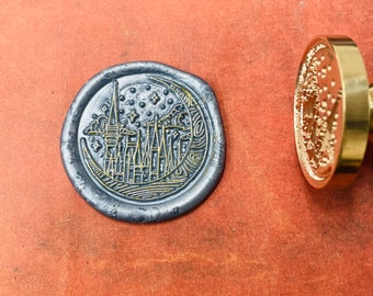 Pieczątka lakowa Magic Castle, Pieczątka lakowa, Pieczątki retro z uchwytem, Pieczątka lakowa, Materiały do zaproszeń, Narzędzia do pakowania prezentów