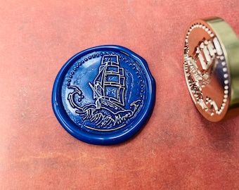 Sello de lacre de velero, sello de lacre de barco, sellos retro con asa, sello de lacre, suministros para invitaciones, herramientas para envolver regalos