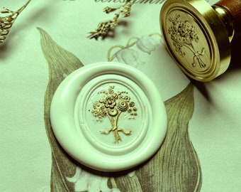 Timbro in cera 3D Bouquet, timbro in cera in rilievo, timbri retrò in rilievo 3D, timbro in ceralacca, kit timbro in ceralacca, sigillo in ceralacca