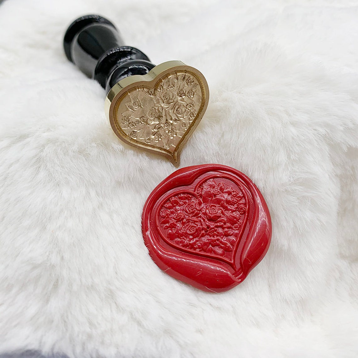 3D Heart Shaped Wax Stamp Embossed Wax Seal Stamp Retro | Etsy