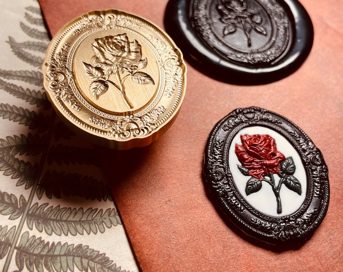 Atopbb Frame Wax Seal Stempel, 3D reliëf Frame Relief Carving Wax Sealing Stempel, Houten handvat, Messing Seal Head, Brons Gouden, Bruiloft Uitnodigingen, Brief Afdichting