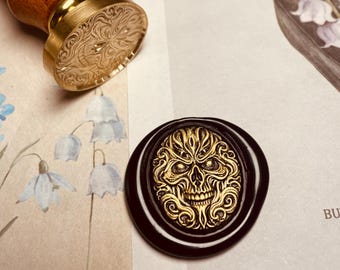 3D Skull Head Wax Stamp, Embossed Wax Seal Stamp, Retro Stamp with Handle , Wax Seal Stamp,Invitation, Gift Wrapping Tools