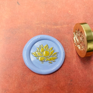 Timbro di cera fiore di loto, timbro sigillo di cera, francobolli retrò con manico, timbro sigillo, forniture per inviti, strumenti per confezioni regalo