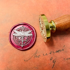 Dragonfly Stamp Head with Wood Handle, Stamp Sealing, Wax Seal Stamp, Sealing Stamp, Wax Seals Stamp