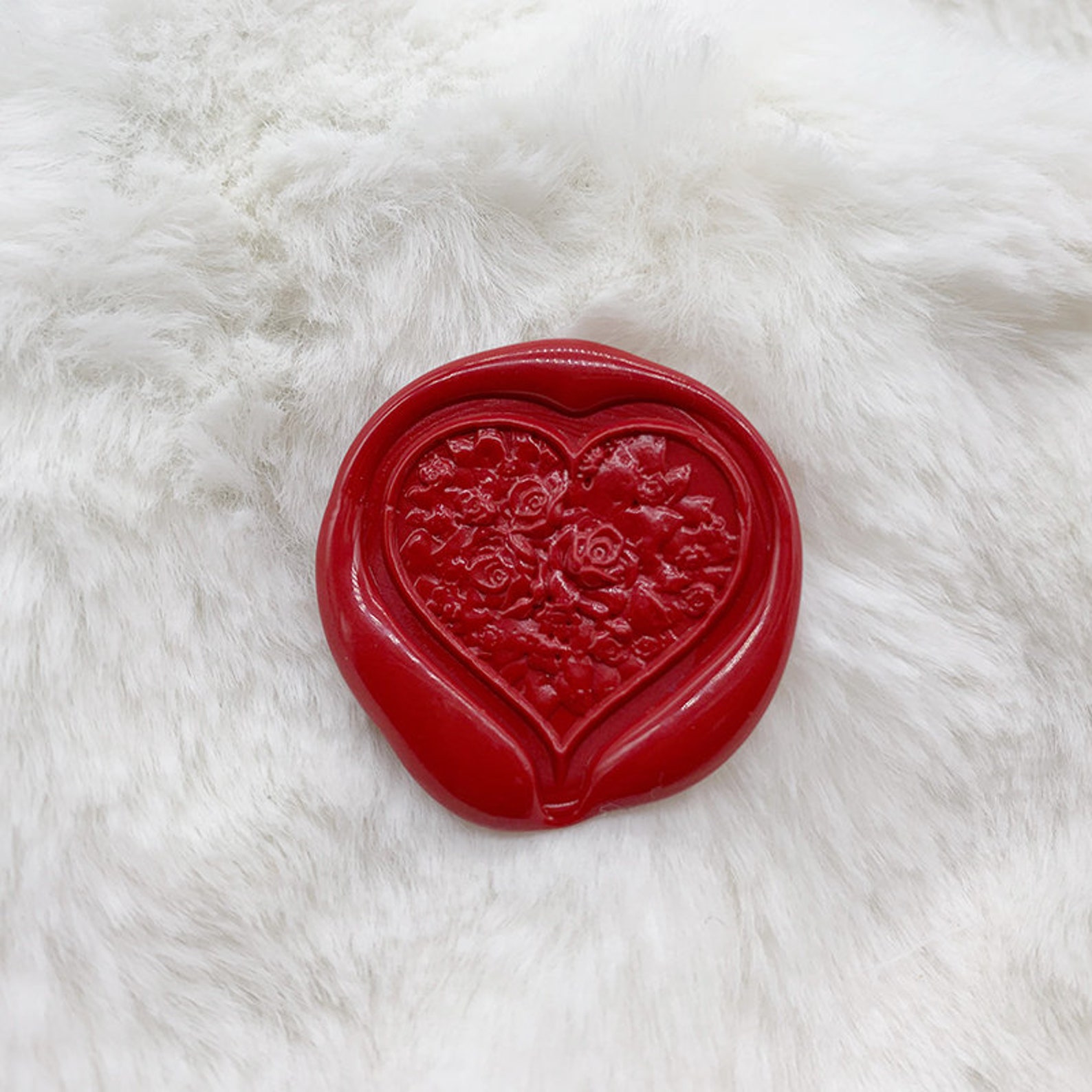 3D Heart Shaped Wax Stamp Embossed Wax Seal Stamp Retro - Etsy