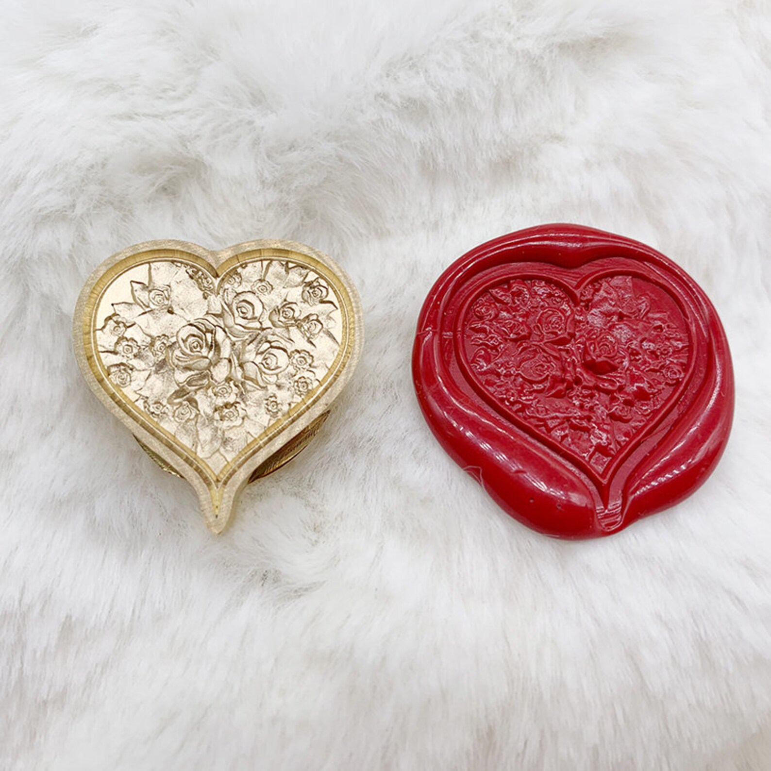 3D Heart Shaped Wax Stamp Embossed Wax Seal Stamp Retro | Etsy