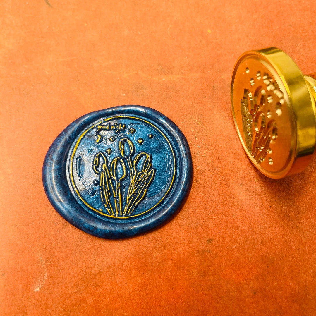 Tulip Stamp Head With Wood Handle, Stamp Sealing, Wax Seal Stamp